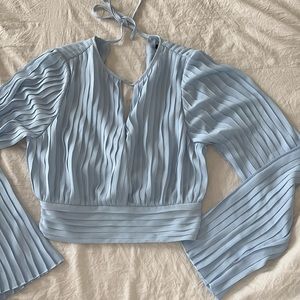 DYNAMITE sky blue pleated blouse
